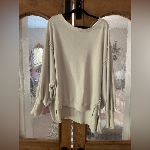 We The Free Cream Oversized Asymmetrical Hoodie - Picture 3 of 5